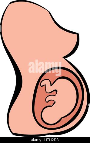 Baby im Mutterleib-Symbol, Symbol cartoon Stock Vektor