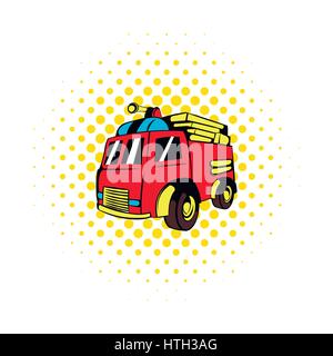 Feuer-LKW-Symbol, Comic Stock Vektor