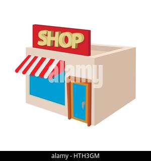Shop-Gebäude-Symbol, Cartoon-Stil Stock Vektor