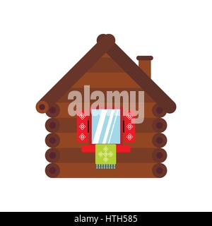 Holzhaus-Symbol, flachen Stil Stock Vektor