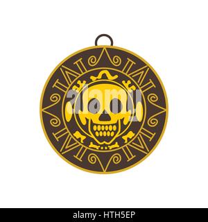 Aztekische Pirate gold Coin Symbol, flachen Stil Stock Vektor