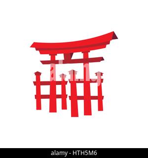 Schwebende Torii-Tor, Japan Symbol, flachen Stil Stock Vektor