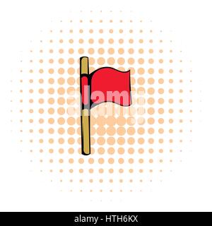 Rote Fahnensymbol, Comic Stock Vektor