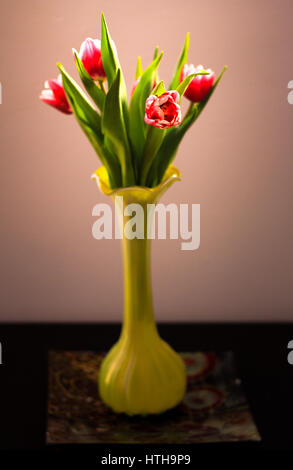 Tulpen in einer gelben vase Stockfoto