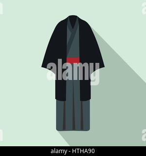 Schwarze japanische Kimono-Symbol, flachen Stil Stock Vektor