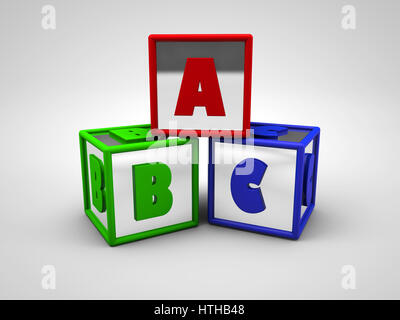 ABC Alphabet Buchstaben 3d Render gefärbt Stockfoto