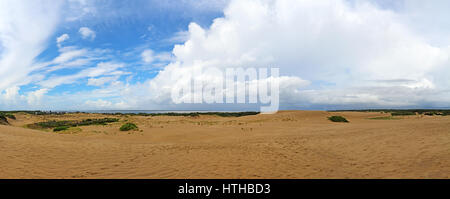 Panoramablick auf die Dünen und Albemarle Sound von der Spitze des Jockeys Ridge State Park in Nags Head auf den Outer Banks von North Carolina Stockfoto