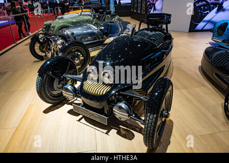 Morgan EV3 Elektro 3-Rad-Auto am 87. Genfer Automobil-Salons Genf Schweiz 2017 Stockfoto