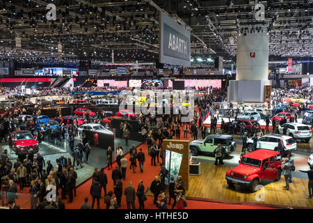 Ansicht der Ausstellungshalle 87. Genfer Automobil-Salons Genf Schweiz 2017 Stockfoto