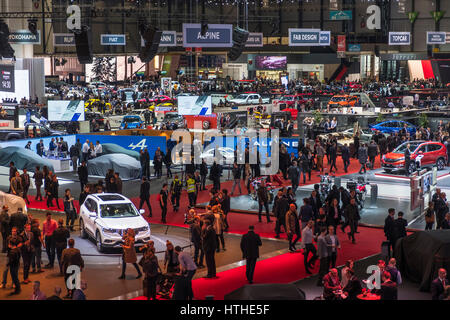 Ansicht der Ausstellungshalle 87. Genfer Automobil-Salons Genf Schweiz 2017 Stockfoto