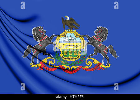 3D Flagge von Pennsylvania, USA. 3D Illustration. Stockfoto
