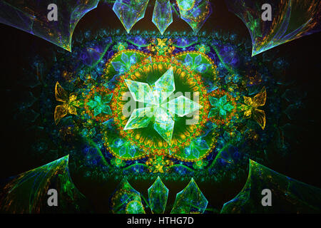Fraktal-Abbildung: Fraktal-Linien sind in ein schönes Muster in Form eines Sterns eingewebt. Stockfoto