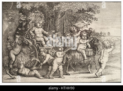 Wenceslas Hollar - elf jungen und drei Ziegen Stockfoto