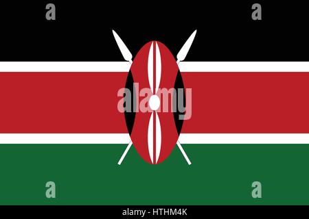 Offizielle Vektor Flagge der Republik Kenia. Stock Vektor