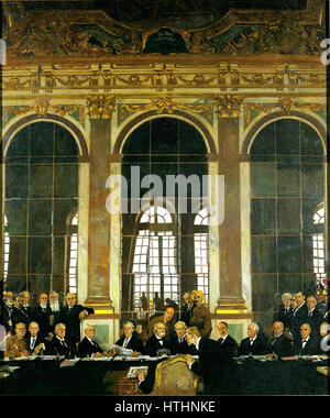 Orpen, William (Sir) (RA) - die Unterzeichnung des Friedens in die Hall of Mirrors, Versailles, 28. Juni 1919 - Google Art Project Stockfoto