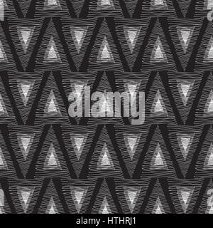 Dreiecke aus weißen Linien auf schwarzem Hintergrund Stock Vektor