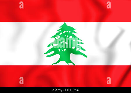 3D Flagge des Libanon. 3D Illustration. Stockfoto