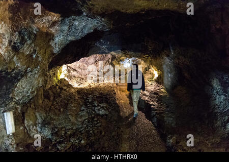 Lava Höhlen im Grutas de São Vicente Höhle System, São Vicente, Madeira, Portugal Stockfoto