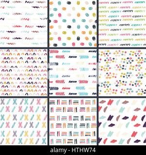 Hand-gezogene nahtlose Muster-Kollektion. Einfache Struktur für den Hintergrund Stock Vektor