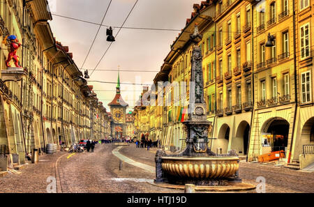 Kramgasse Straße in der Altstadt von Bern - der UNESCO in der Schweiz Stockfoto