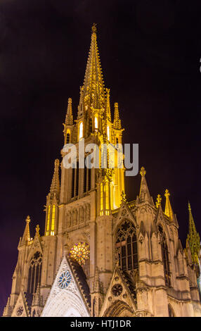 Blick auf Basilika Saint-Epvre in Nancy in der Nacht - Frankreich, Lothringen Stockfoto