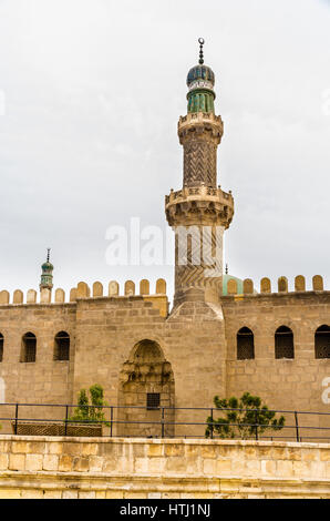 Minarett der Moschee Al-Nasir Muhammad in Kairo - Ägypten Stockfoto