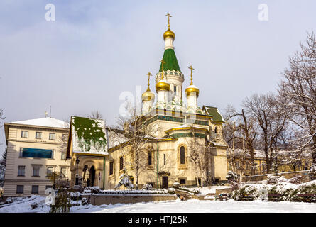 Die russische Kirche des Heiligen Nikolaus in Sofia - Bulgarien Stockfoto