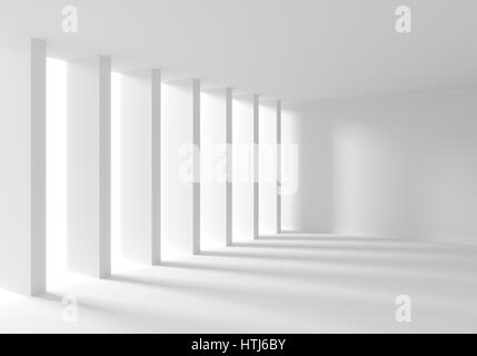 3D Render Bild des modernen weißen Interieurs Stockfoto