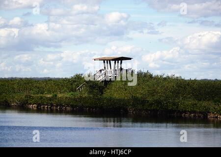 Aussichtsturm, Black Point Wildlife Drive, Merritt Island National Wildlife Refuge, Florida Stockfoto