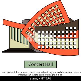 Moderne Konzertbauten im flachen Stil Stock Vektor