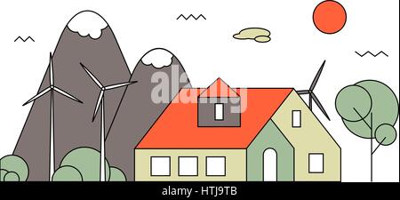 Familie Wohnhaus Eco Stock Vektor