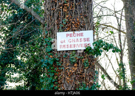 Angeln und Jagd Reserve anmelden Baum in Rivas in der Loire-Region von Frankreich Stockfoto