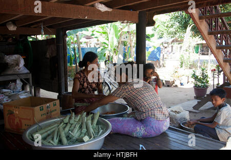 Frauen produzieren Palmzucker in Preah Dak Dorf in Siem Reap - Kambodscha Stockfoto