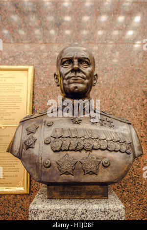 Büste von Schukow im Museum des großen Vaterländischen Krieges (Moskau, Russland) Stockfoto