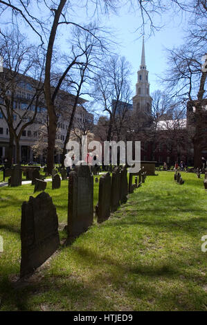 Historische alte Grannery Gräberfeld in Boston, Massachusetts Stockfoto