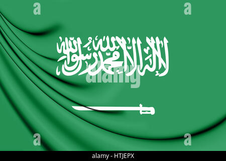 3D Flagge von Saudi-Arabien. 3D Illustration. Stockfoto