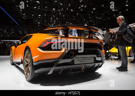 Lamborghini Huracan Performante auf dem 87. Internationalen Genfer Autosalon Stockfoto
