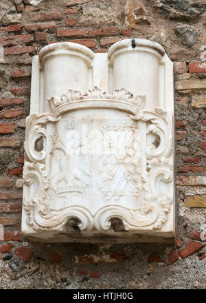 Wappen in der Alcazaba oder maurischen Burg, Malaga, Andalusien, Spanien, Europa Stockfoto