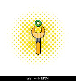 Schraubenschlüssel und Nuss-Symbol, Comic Stock Vektor