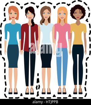 Gruppe von schönen Frauen Symbolbild Stock Vektor