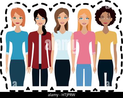 Gruppe von schönen Frauen Symbolbild Stock Vektor