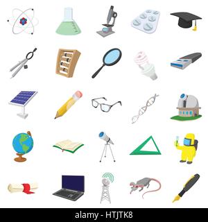 Wissenschaft-Icons set, cartoon-Stil Stock Vektor