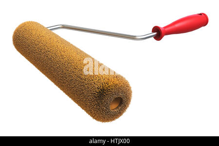 Bürstenrolle isoliert auf weißem Hintergrund 3D-Rendering Stockfoto