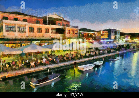 Lefkada Stadt, während der Abenddämmerung Zeit auf der Insel Lefkada, Griechenland Stockfoto