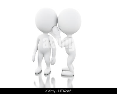 3D Renderer Bild. Weiße Leute Flüstern zu einem anderen. Isolierten weißen Hintergrund. Stockfoto