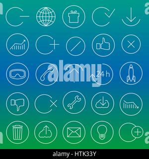 Eine Reihe von universellen Symbolen für das Web von dünnen Linien, Vektor-illustration Stock Vektor