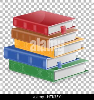 Bildungskonzept - Stapel farbige Bücher mit Lesezeichen auf transparenten Hintergrund. isolierte Vektor-illustration Stock Vektor