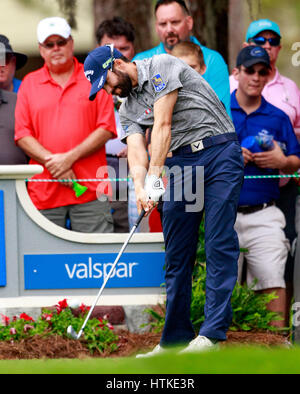 Innisbrook Resort. 12. März 2017. Florida, USA-Adam Hadwin am 2. Loch während der Endrunde der PGA Valspar Championship auf dem Copperhead Golfplatz im Innisbrook Resort. Del Mecum/CSM/Alamy Live-Nachrichten Stockfoto