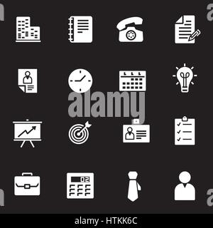 Vektor weiße Business-Icons set auf schwarzem Hintergrund Stock Vektor