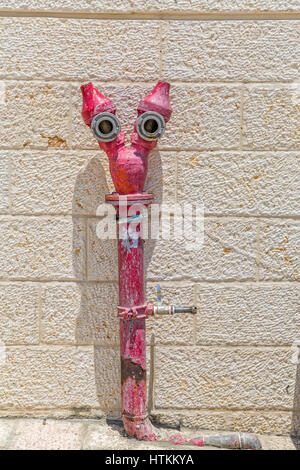 Jerusalem roter hydrant Stockfoto